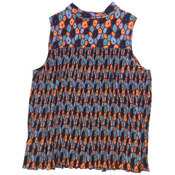 Wildfang | Empower Plisse Flower Print Sleeveless Blouse | Size 1X - Picture 6 of 6
